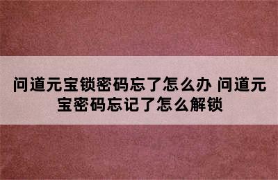 问道元宝锁密码忘了怎么办 问道元宝密码忘记了怎么解锁